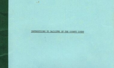 Document, Instructions to Bailiffs of the County Court, 1978, 1 January 1978