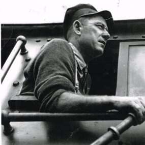 Photograph, Kevin L Holmes, Driver Bill Brady with Train Staff, 1961, 1961