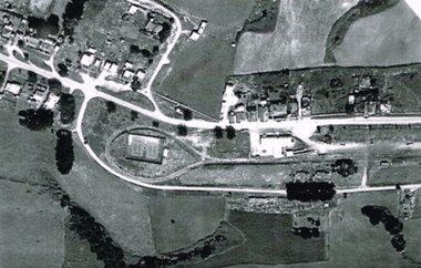 Photograph, R. Preston, Aerial view of Beech Forest railway station and yards, 1965, 13 February 1965