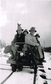 Photograph, R. Preston, Beech Forest: Track gang in snow, c.1940
