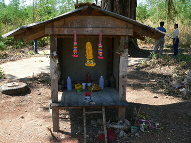 Remain of a worship place at refugee camp in Phnat Nikohm, Thailand