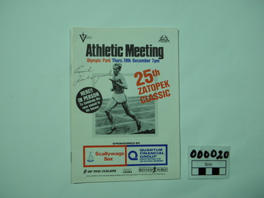 Booklet, Athletic Meeting - 25th Zatopek Meeting, 19/12/1985