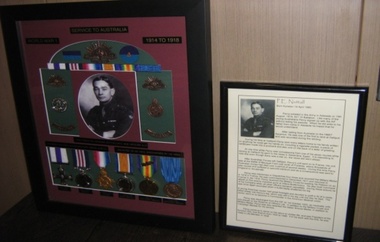 Framed medals,badges and photograph, Percy Nuttal