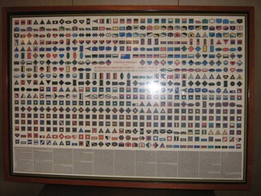 framed collection, Colour Patches of the Australian Military Forces WWII