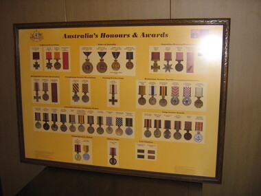 Framed poster of medals, Australia’s Honours & Awards