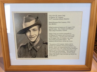 Framed photograph, CPL James Craig VX13126
