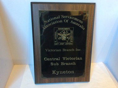 Plaque, National Servicemens Association of Australia