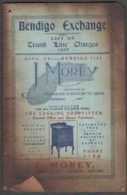 Booklet - Bendigo Telephone Exchange List of Trunk Line Charges, 1937