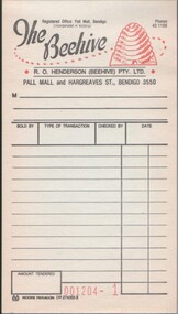 Administrative record - The Beehive Receipt book