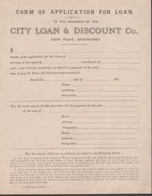 Document - Loan Application Form for City Loan & Discount Co