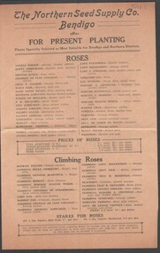 Document - Plant catalogue, early 1900s
