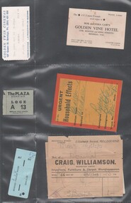 Memorabilia - Six miscellaneous receipts and cards from Bendigo Businesses