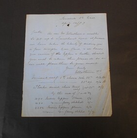 Letter - Abbott Collection: letter from Mr. Willthorne (?), April 14th 1877