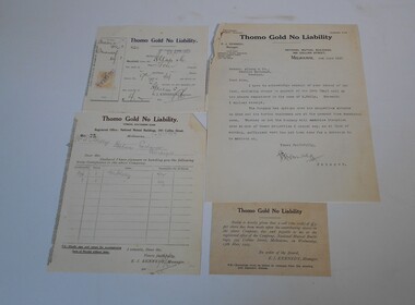 Financial record - Kelly and Allsop collection: Thomo Gold company