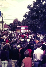 Slide - London Double Decker Bus in the Bendigo Easter Parade, 1970s - 1980s