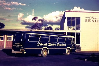 Slide - Floods Motor Service Bus at Bendigo Railway Station, 1970s - 1980s