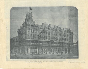 Newspaper - The Bendigonian April 26, 1897. Pages 7-10. The Shamrock 1897 and new hotel structure under construction