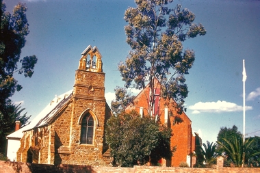 Slide - Peter Ellis Collection, Church of England Eaglehawk, Whipstick, Bendigo Creche and Garden Statues, Sandhurst Road Bendigo, 1970-1990