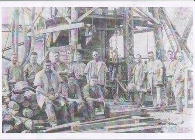 Print - Miners at mine Poppet Head circa 1938, 31/10/2017