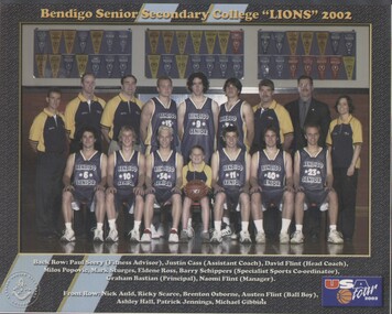 Memorabilia - 2002 Bendigo Senior Secondary College "Lions" student male basketball team tour to America, 19/09/2017