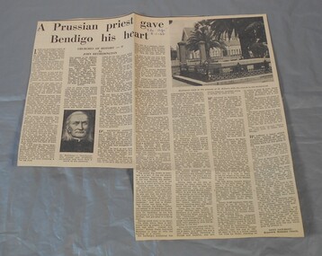 Newspaper - Lydia Chancellor collection: A Prussian priest gave Bendigo his heart