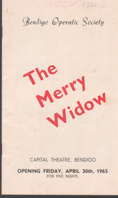 Programme - Bendigo Operatic Society: The Merry Widow