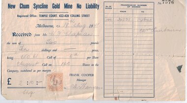 Document - New Chum Syncline Gold Mine, 1940-47