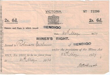 Document - Mining in Bendigo, 1909 to 1939