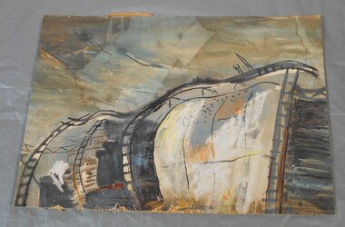 Painting - Fire, William A. Delecca, "Stramit Industries fire at Golden Square 1961"