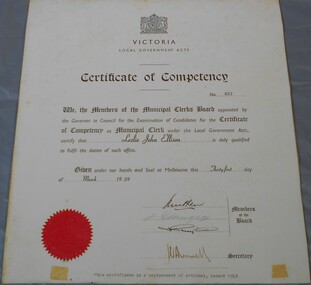 Certificate - Certificate of Competency