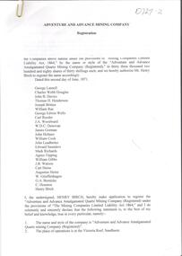 Document - Phyllis Toy Collection: 'Adventure and Advance Mining Company'