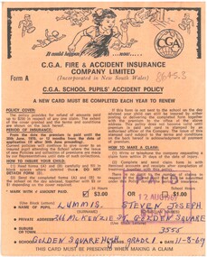 Document - School Accident Policy, 1969