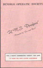 Programme - Bendigo Operatic Society: H.M.S. Pinafore