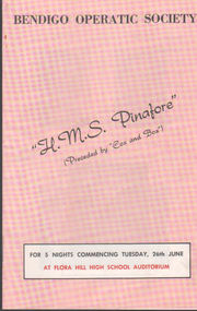 Programme - Bendigo Operatic Society: H.M.S. Pinafore