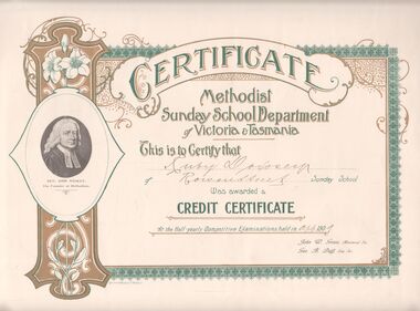 Certificate - Sunday School Certificate