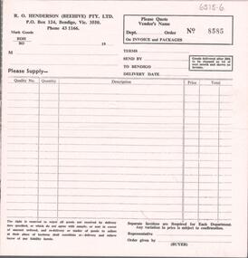 Document - R.O. Henderson  blank order forms