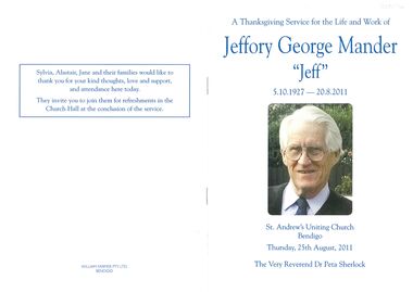 Booklet - Jeffory George Mander