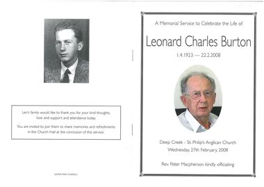 Booklet - Leonard Charles Burton