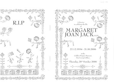Booklet - Margaret Joan Jack OAM