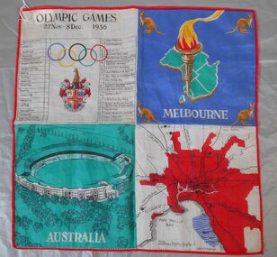 Textile - 1956 Olympics Ladies' handkerchief