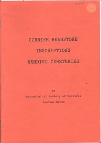 Booklet - Cornish Headstone Inscriptions
