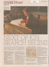 Newspaper - "Next of Kin. Search Begins", Bendigo Advertiser, November 25 2017