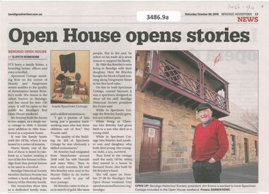 Newspaper - Open House opens Stories, Bendigo Advertiser