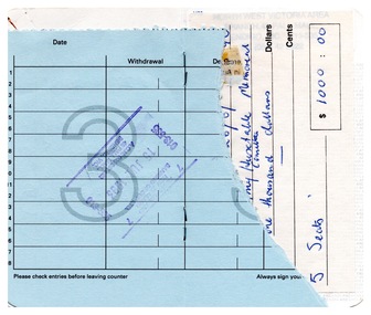 Document - Amy Huxtable Memorial Committee Receipts, 1980 to 1983