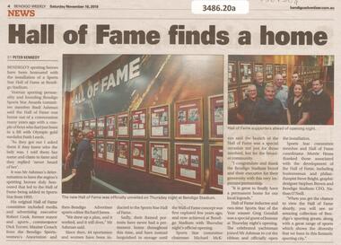 Newspaper - Hall of Fame Finds a Home, 16/11/2019