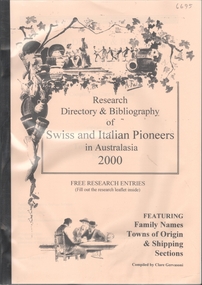 Book - Swiss and Italian Pioneers in Australasia - Research Directory
