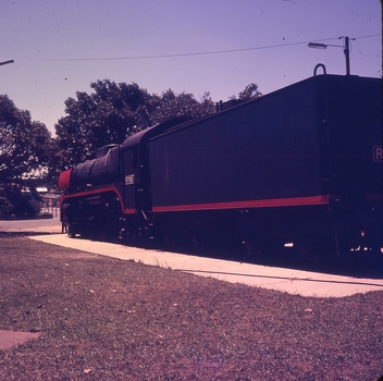 R766 as a tourist attraction in the Victorian Railway's Institute Gardens near the Bendigo Station