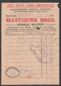 Ephemera - Invoice