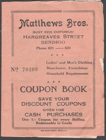 Booklet - Matthew's Bros. Busy Red Emporium, Hargreaves Street Bendigo Coupon Book