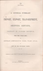 Book - JAMES LERK COLLECTION: BOOK. SUMMARY OF IMPORTS, EXPORTS, TRANSHIPMENTS &C